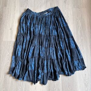 Blue Pleated Tiered Maxi Skirt